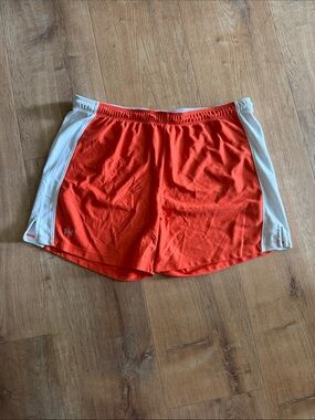 Large Under Armour Orange with White Side-Panel Women's Athletic Shorts